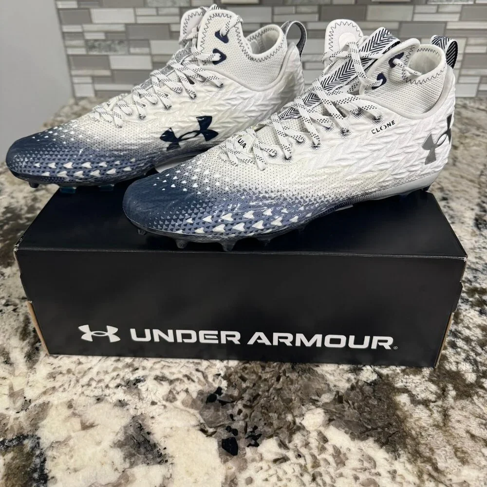 Under Armour - Spotlight Clone 3.0 MC Mens Football Cleats‎ White-Navy - Picture 2 of 8